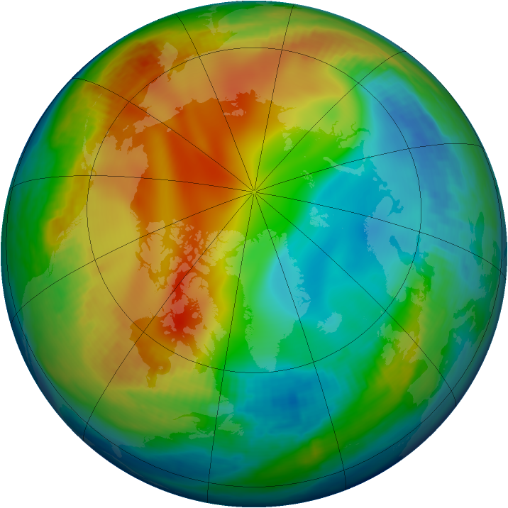 Arctic ozone map for 26 December 1997